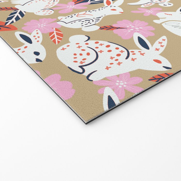 Bunnies & Blooms - Coral & Pink Welcome Mat Gallery Image 2
