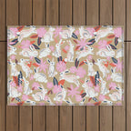 Bunnies & Blooms - Coral & Pink Outdoor Rug Gallery Image 1