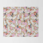 Bunnies & Blooms - Coral & Pink Throw Blanket Gallery Image 2