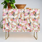 Bunnies & Blooms - Coral & Pink Credenza Gallery Image 1