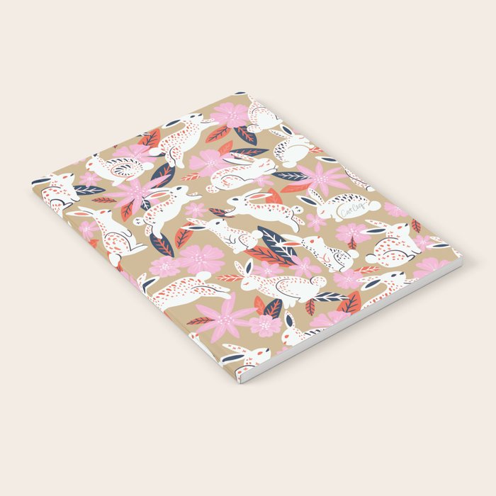 Bunnies & Blooms - Coral & Pink Notebook Gallery Image 2