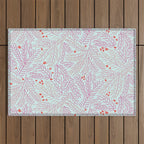 Winter Berries & Pine Branches in Teal & Pink Outdoor Rug Gallery Image 1