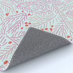 Winter Berries & Pine Branches in Teal & Pink Rug Gallery Image 4