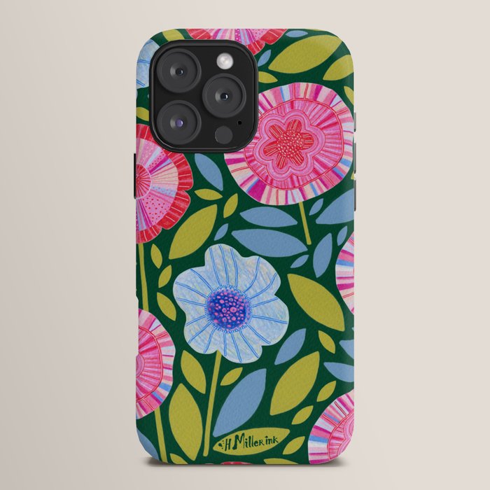 Folk Floral Blossoms in Forest Green iPhone Case Gallery Image 16