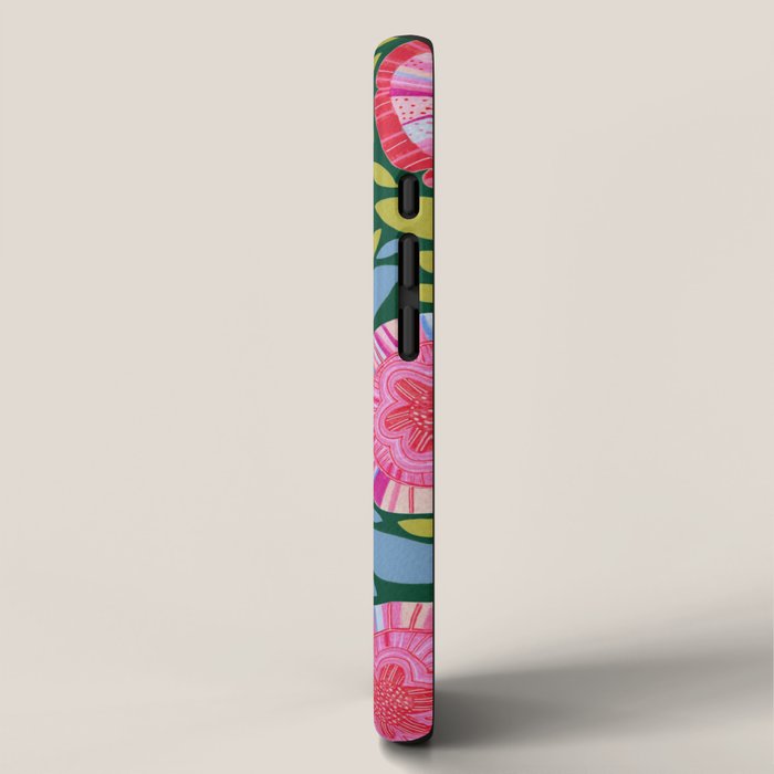 Folk Floral Blossoms in Forest Green iPhone Case Gallery Image 2