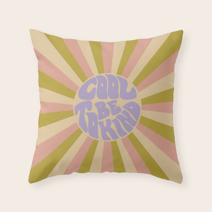 Cool to be Kind - Lilac, Green, Off-white Throw Pillow Gallery Image 6