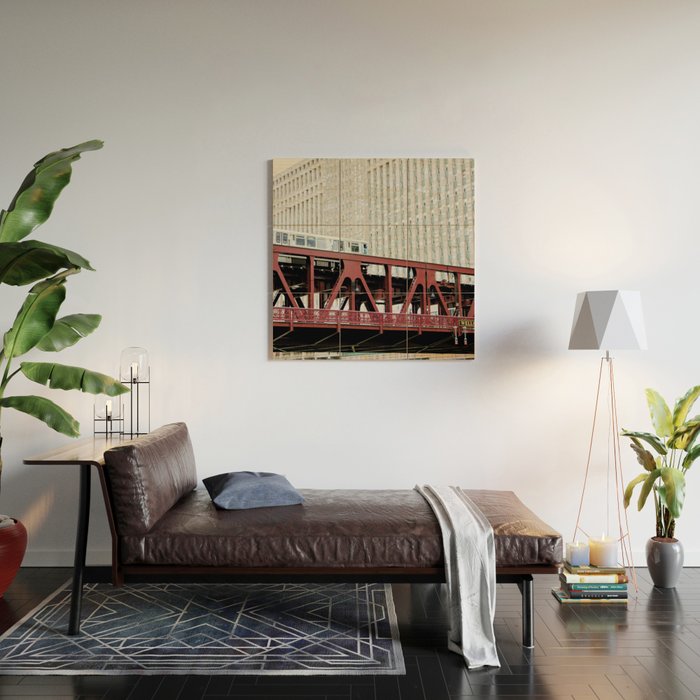 Chicago Train Wood Wall Art Gallery Image 2