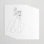 Minimal Line Art Woman with Flowers Wrapping Paper Gallery Image 3