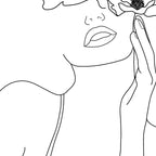Minimal Line Art Woman with Flowers Coffee Mug Gallery Image 2