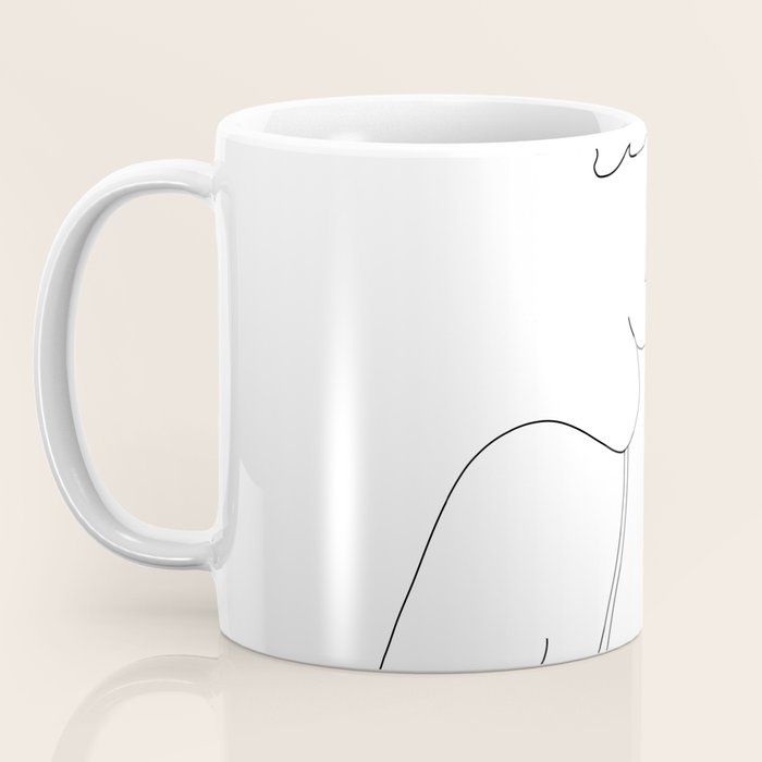 Minimal Line Art Woman with Flowers Coffee Mug Gallery Image 3