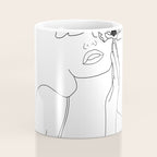 Minimal Line Art Woman with Flowers Coffee Mug Gallery Image 4