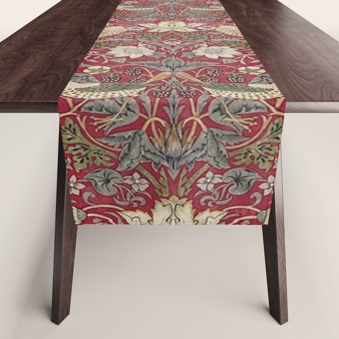 William Morris Strawberry Thief Crimson Red Table Runner Gallery Image 1