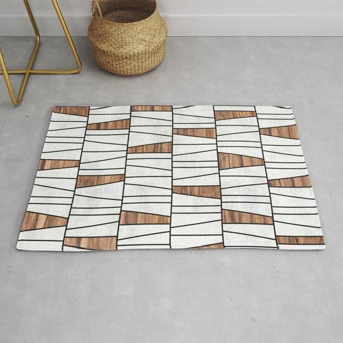 Mid-Century Modern Pattern No.4 - Concrete and Wood Rug Gallery Image 1