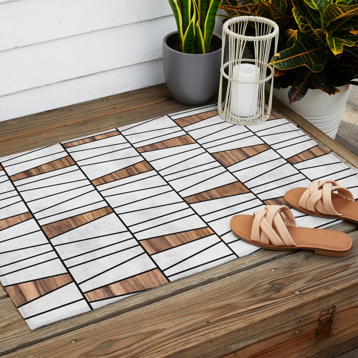 Mid-Century Modern Pattern No.4 - Concrete and Wood Outdoor Rug Gallery Image 2