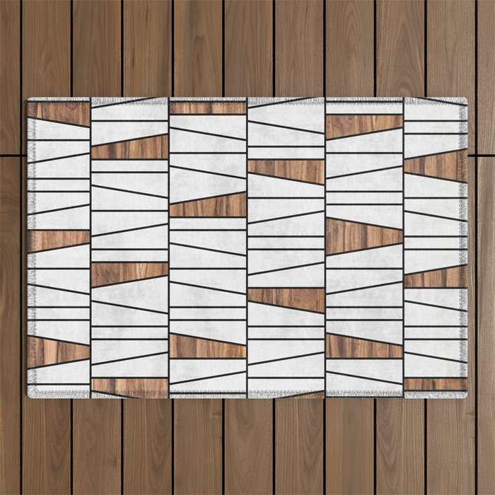 Mid-Century Modern Pattern No.4 - Concrete and Wood Outdoor Rug Gallery Image 1