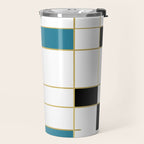 MidCentury Modern Art Aqua Gold Black Travel Mug Gallery Image 2