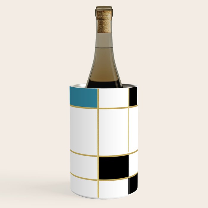 MidCentury Modern Art Aqua Gold Black Wine Chiller Gallery Image 3