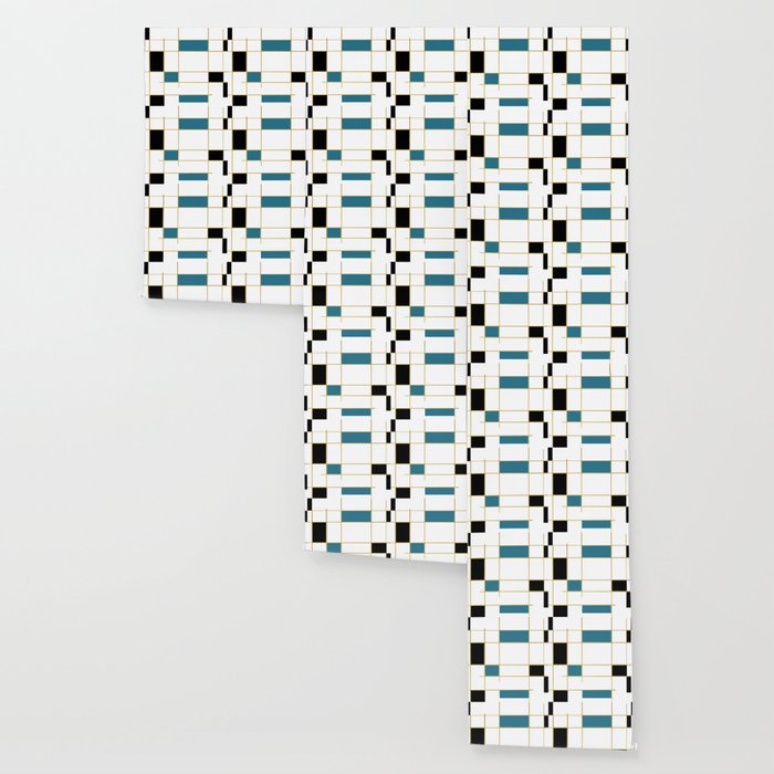 MidCentury Modern Art Aqua Gold Black Wallpaper Gallery Image 3