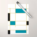 MidCentury Modern Art Aqua Gold Black Wrapping Paper Gallery Image 1