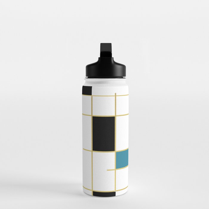 MidCentury Modern Art Aqua Gold Black Water Bottle Gallery Image 3