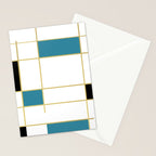 MidCentury Modern Art Aqua Gold Black Stationery Card Gallery Image 2