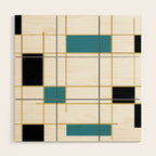 MidCentury Modern Art Aqua Gold Black Wood Wall Art Gallery Image 1