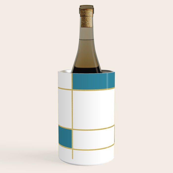 MidCentury Modern Art Aqua Gold Black Wine Chiller Gallery Image 1