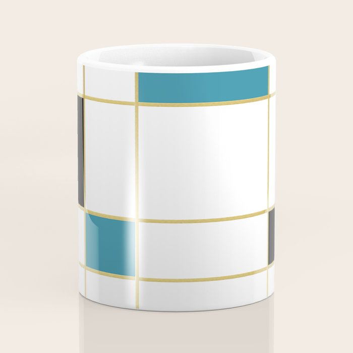 MidCentury Modern Art Aqua Gold Black Coffee Mug Gallery Image 4