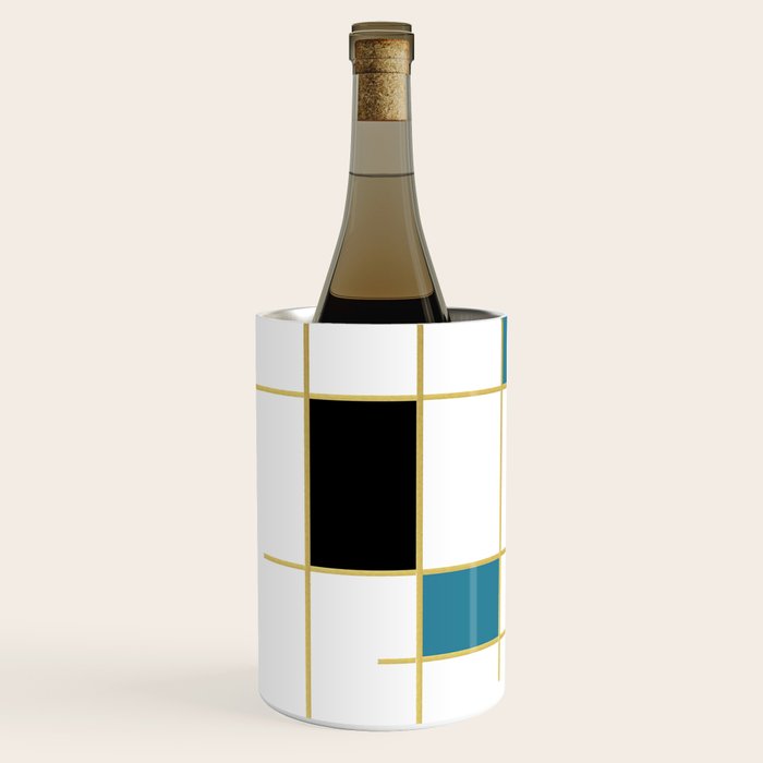 MidCentury Modern Art Aqua Gold Black Wine Chiller Gallery Image 2