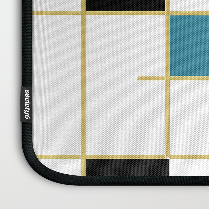 MidCentury Modern Art Aqua Gold Black Laptop Sleeve Gallery Image 3
