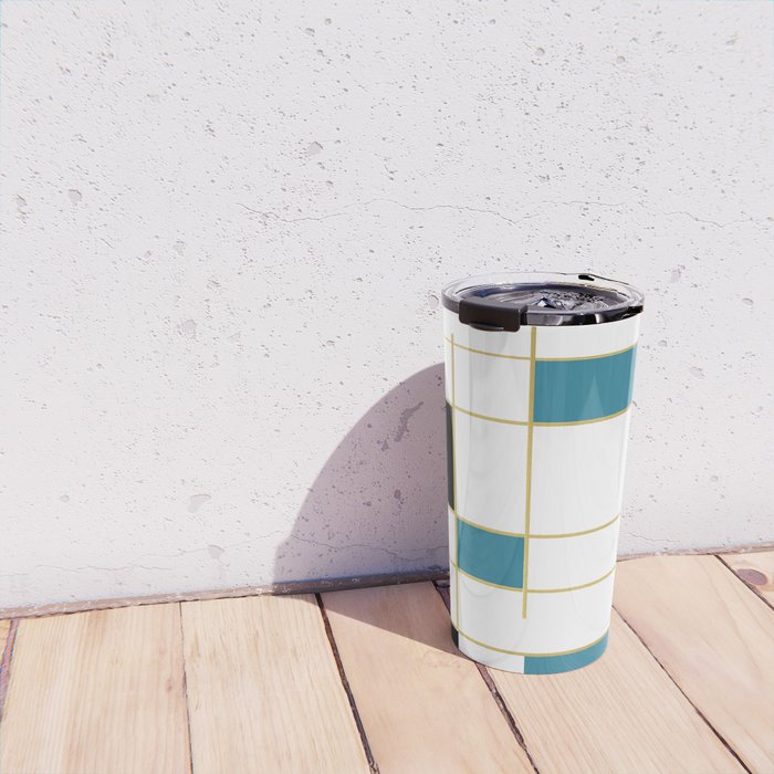 MidCentury Modern Art Aqua Gold Black Travel Mug Gallery Image 4