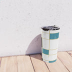 MidCentury Modern Art Aqua Gold Black Travel Mug Gallery Image 4