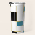 MidCentury Modern Art Aqua Gold Black Travel Mug Gallery Image 3