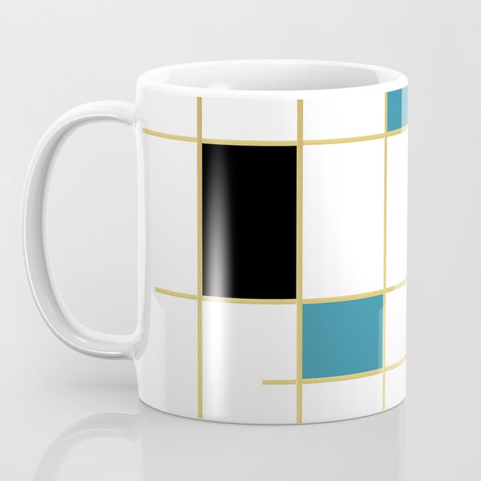 MidCentury Modern Art Aqua Gold Black Coffee Mug Gallery Image 3