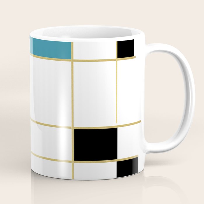 MidCentury Modern Art Aqua Gold Black Coffee Mug