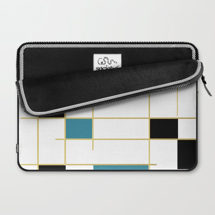 MidCentury Modern Art Aqua Gold Black Laptop Sleeve Gallery Image 2