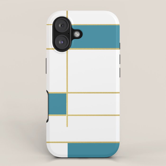 MidCentury Modern Art Aqua Gold Black iPhone Case Gallery Image 1