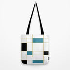 MidCentury Modern Art Aqua Gold Black Tote Bag Gallery Image 2