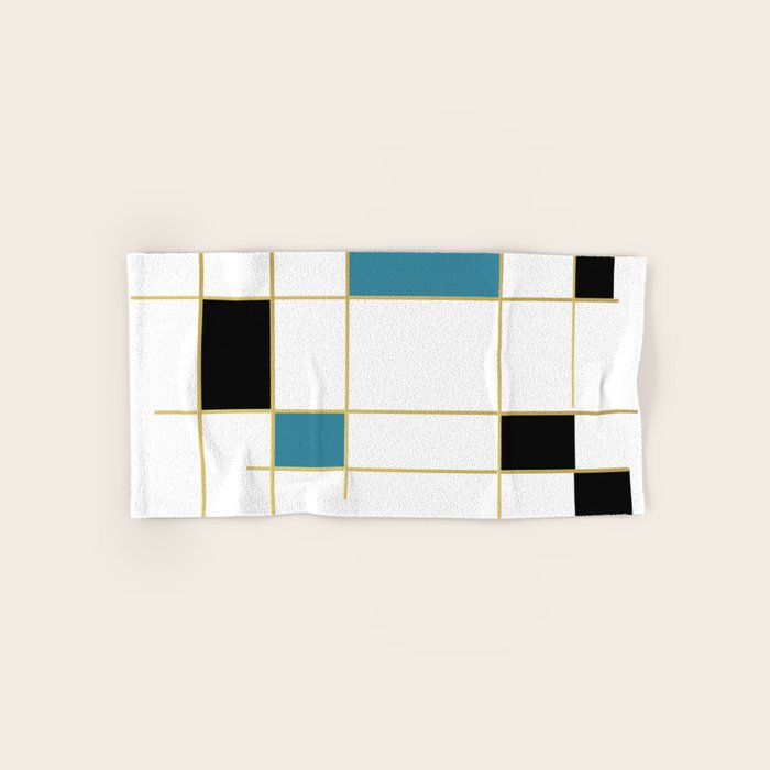 MidCentury Modern Art Aqua Gold Black Bath Towel Gallery Image 1