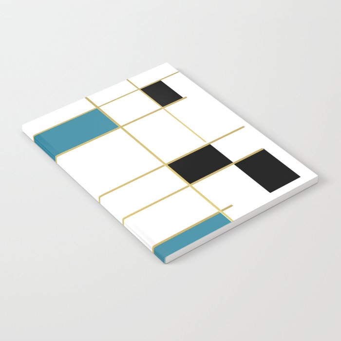 MidCentury Modern Art Aqua Gold Black Notebook Gallery Image 2