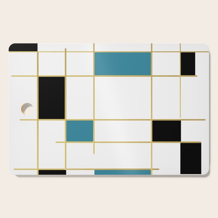 MidCentury Modern Art Aqua Gold Black Cutting Board Gallery Image 1