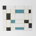 MidCentury Modern Art Aqua Gold Black Throw Blanket Gallery Image 2