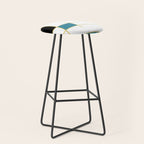 MidCentury Modern Art Aqua Gold Black Stool Gallery Image 1