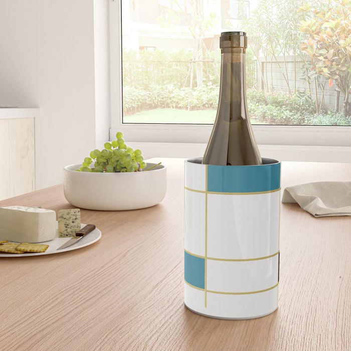 MidCentury Modern Art Aqua Gold Black Wine Chiller Gallery Image 4