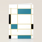 MidCentury Modern Art Aqua Gold Black Stationery Card Gallery Image 2