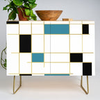 MidCentury Modern Art Aqua Gold Black Credenza Gallery Image 1