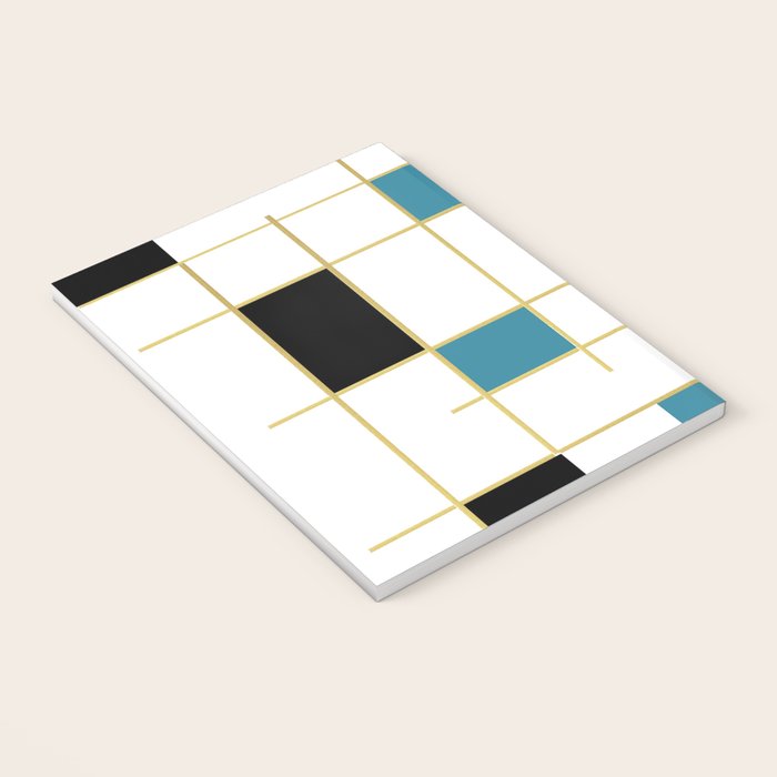 MidCentury Modern Art Aqua Gold Black Notebook Gallery Image 3