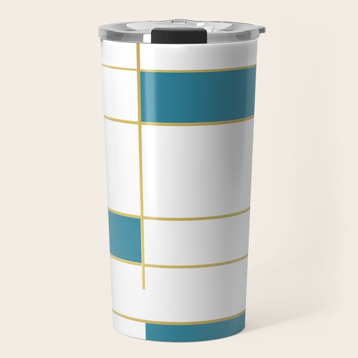 MidCentury Modern Art Aqua Gold Black Travel Mug Gallery Image 1