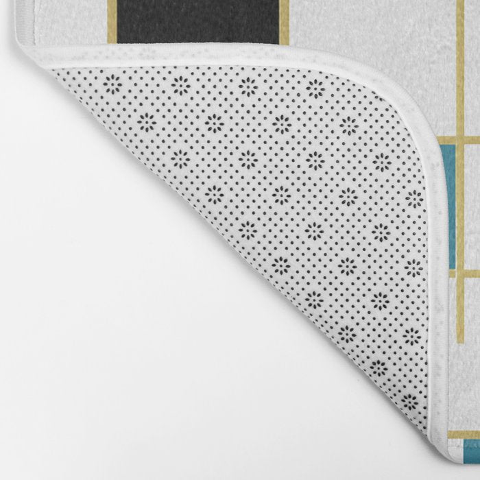 MidCentury Modern Art Aqua Gold Black Bath Mat Gallery Image 2