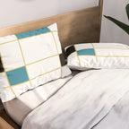 MidCentury Modern Art Aqua Gold Black Pillow Sham Gallery Image 2